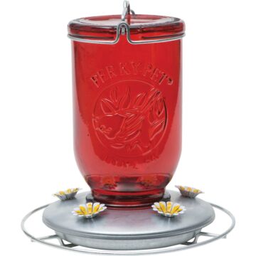 Perky-Pet Glass Mason Jar Hummingbird Feeder - 32 oz Capacity