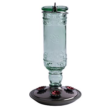 Perky-Pet Glass Antique Bottle Hummingbird Feeder (Green) 10 oz