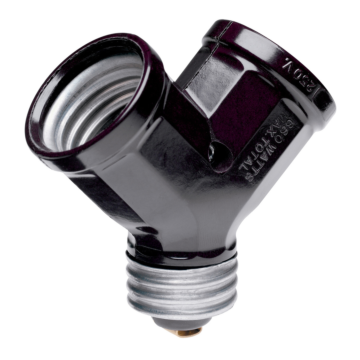 Pass & Seymour 15A/250V, 660W Medium Base Single Lampholder-to-Twin Lampholder