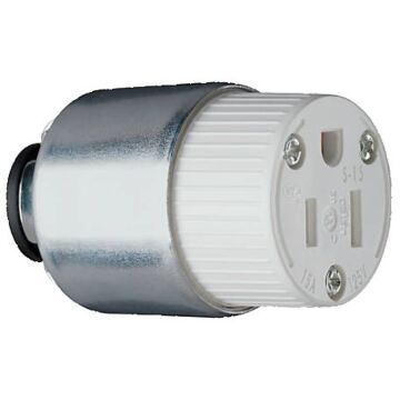 Pass & Seymour Legrand PS515CACC20 Armored Connector, 2 -Pole, 15 A, 125 V, NEMA: NEMA 5-15R, White