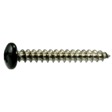 #10 x 1-1/2" Phillips Pan Head, Sheet Metal Screw, Stainless Steel, Black 