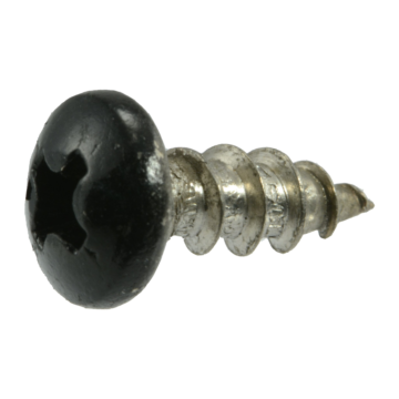 #10 x 1/2" Phillips Pan Head, Sheet Metal Screw, Stainless Steel, Black 