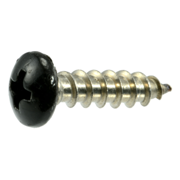 #10 x 3/4" Phillips Pan Head, Sheet Metal Screw, Stainless Steel, Black 