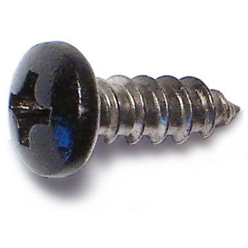 #8 x 1/2" Phillips Pan Head, Sheet Metal Screw, Stainless Steel, Black 