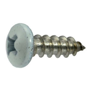 #8 x 1/2" Phillips Pan Head, Sheet Metal Screw, Stainless Steel, White 