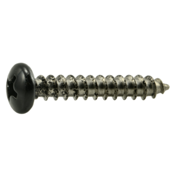 #8 x 1" Phillips Pan Head, Sheet Metal Screw, Stainless Steel, Black 