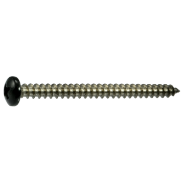 #8 x 2" Phillips Pan Head, Sheet Metal Screw, Stainless Steel, Black 