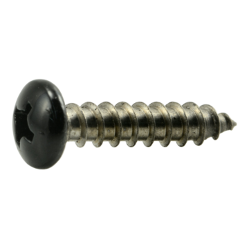 #8 x 3/4" Phillips Pan Head, Sheet Metal Screw, Stainless Steel, Black 