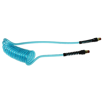 Flexeel Flexcoil, 1/4" x 50', 1/4" NPT Swivel Strain Relief Fittings, Transparent Blue