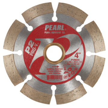 Pearl Abrasives P2™ Pro-V™ Segmented Blade For Concrete and Masonry 4" x .080 x 20mm-5/8" Adapter