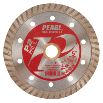 Pearl Abrasives P2™ Pro-V Turbo Blades - 5 x .080 x 7/8, 5/8 Pearl P2 Pro-V™ Gen. Purpose Flat Core Turbo Blade, 10mm Rim