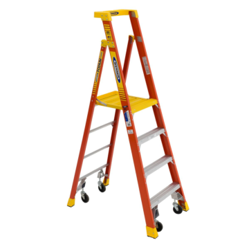 PD6204-4C Type IA Fiberglass Podium Ladder w/Casters
