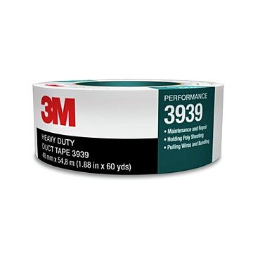 3M Heavy Duty Duct Tape 3939 Silver, 48 mm x 54.8 m 9.0 mil, 24 individually wrapped rolls per case, Conveniently Packaged