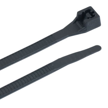DoubleLock Nylon 6/6 Cable Tie, 8" Length, 2" Max Bundle Dia, Black, 75lb Tensile Strength, (15/Bag)