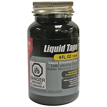 Liquid Electrical Tape, Waterproof Seal, All Indoor/Outdoor Uses, Includes Brush, Black, 4oz, 1/Jar