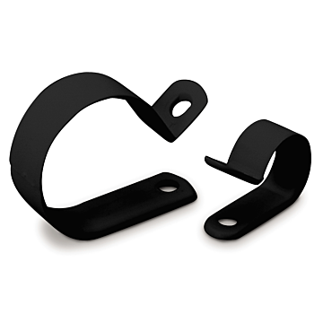 Plastic Cable Clamp, 1/4" Dia, Smooth Edge, Fast Install, Screw or Nail Mount, UVB Black, 18/Bag