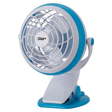PowerZone Desk and Clip-On Fan (White/Blue) 4 in.
