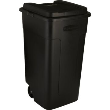 Rubbermaid 50 Gal. Black Wheeled Trash Can with Lid