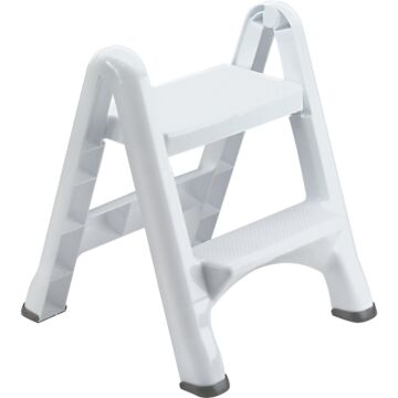 Rubbermaid White 2-Step Folding Step Stool