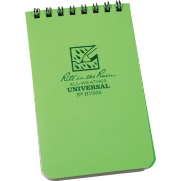 Rite in the Rain 3 In. x 5 In. 50-Sheet Top Spiral Hi Vis Green Notebook