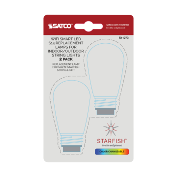 Satco 4-Pin S14 LED Replacement String Light Lamp - RGBW - Starfish IOT - 2-Card