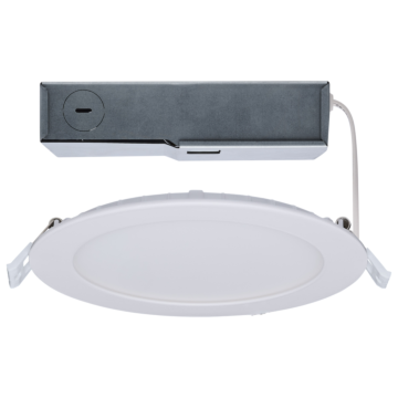 11/15 Watt - LED Direct Wire Downlight - 27K/3K/35K/4K/5K CCT - Remote Driver - 6 Inch - Round - Flat Face - White Finish - 120-277 Volt - Dual Dimming