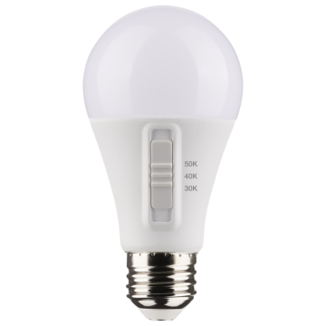 Satco 14 Watt A19 LED - Medium Base - CCT Selectable - Frost Finish - 90 CRI - 120 Volt - 4 Pack