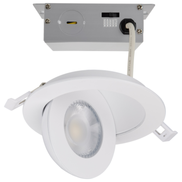 Satco 9 Watt - CCT Selectable - LED Direct Wire Downlight - Gimbaled - 4 Inch Round - Remote Driver - White