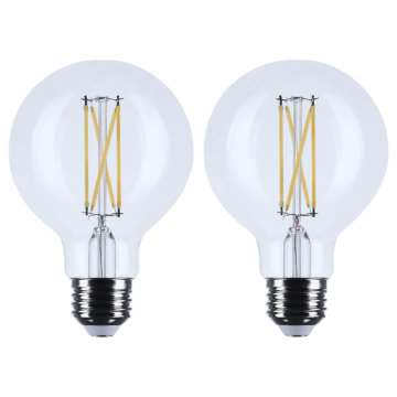 Satco 6 Watt G25 LED Filament - Clear - Medium base - 90 CRI - 2700K - 120 Volt - 2 Pack