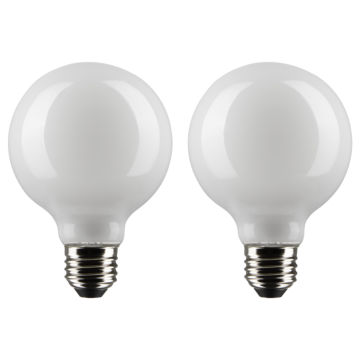 Satco 6 Watt G25 LED Filament - White - Medium base - 90 CRI - 2700K - 120 Volt - 2 Pack