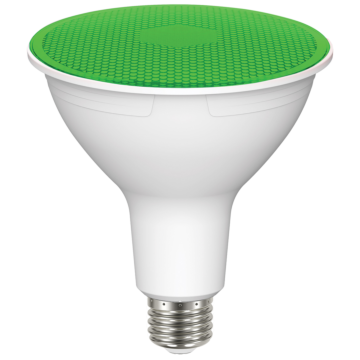 Satco 11.5 Watt PAR38 LED - Green - 90 degree Beam Angle - Medium base - 120 Volt