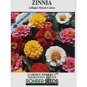 Rohrer Seeds Zinnia Elegans 7-10 1/4 in Annual Lilliput Double Zinnia Mixed Flower Seeds