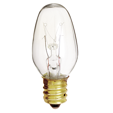 Satco 7 Watt C7 Incandescent - Clear - 3000 Average rated hours - 35 Lumens - Candelabra base - 120 Volt - 2-Card