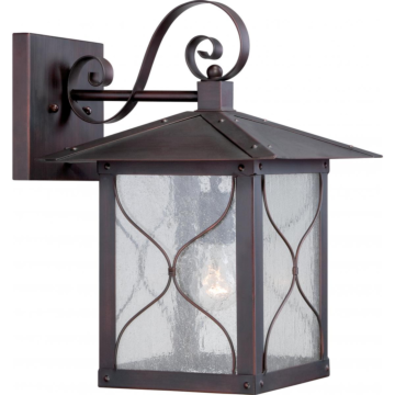 Satco Vega -1 Light - 11" Wall Lantern with Clear Seed Glass - Classic Bronze Finish