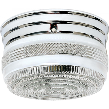 Satco Flush Mount Drum Light (Clear/White) 8 in.