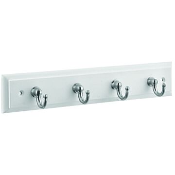 National Hardware Keytidy Key Rack, 4-Key Hook, Wood, White, Satin Nickel, 8-3/4 in L, 4 in W