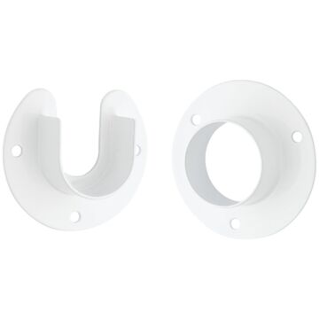 National Hardware Stanley Home Designs 1-5/16 In. Zinc Closet Rod Socket, White (2-Pack)