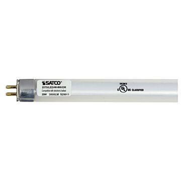 Satco 25 Watt T5 LED - Miniature bi-pin base - 5000K - 50000 Average rated hours - 3500 Lumens - Type A - Ballast dependent