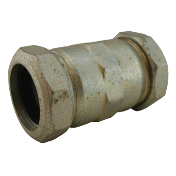 Jones Stephens 1-1/4" IPS Malleable Iron Compression Coupling, Long Pattern, 4-1/8" Body Length