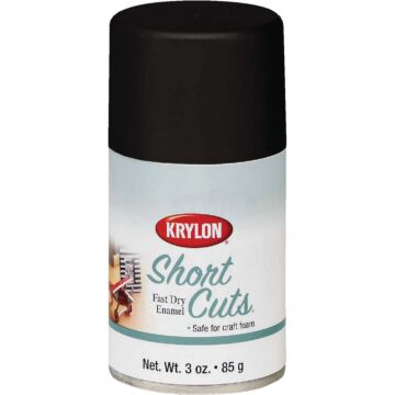 Krylon Short Cuts Enamel Spray Paint (Flat - Black) 3 oz