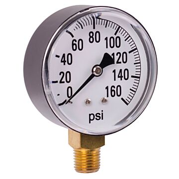 Valley Industries 2-1/2 in 0 - 160 psi 1/4 in MNPT Single Scale Pressure Gauge