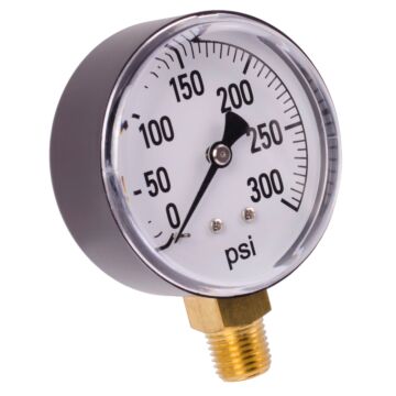Valley Industries 2-1/2 in 0 - 300 psi 1/4 in MNPT Single Scale Pressure Gauge