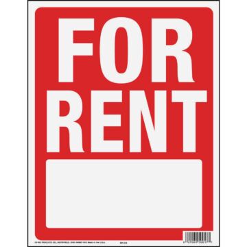 Hy-Ko 14x18 In. for Rent Sign With Frame