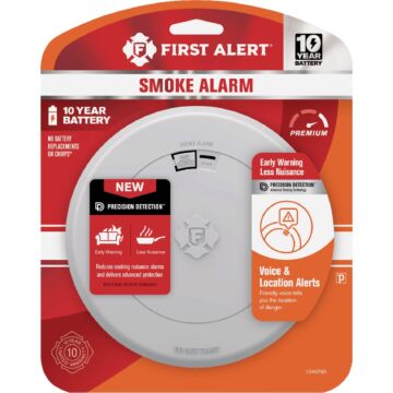 First Alert 10-Year Battery Photoelectric Smoke Alarm with Voice Alert
