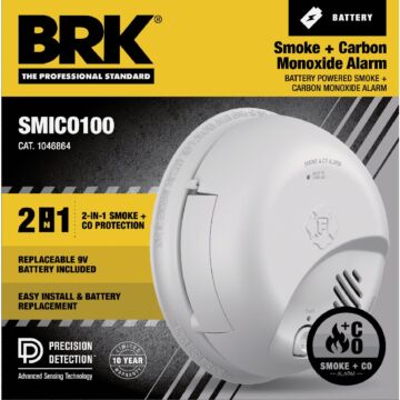 First Alert BRK Battery Powered Ionization Smoke & Carbon Monoxide Alarm