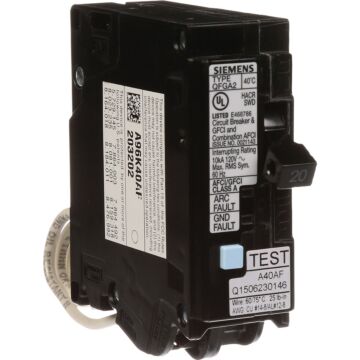 Siemens 20A Single-Pole Dual Function Circuit Breaker, Combines AFCI/GFCI