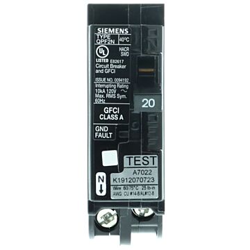 Siemens Breaker 20A GFCI P-O Neut 1-pole