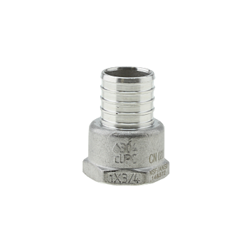 Boshart Industries SS Crimp Pex Fitting x Adapter - 1 in. x 3/4 in. fpt