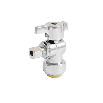 Legend Valve 1/2 Push Fit x 3/8" OD T-595NL InstaLoc II No Lead, DZR Chrome Brass 1/4 Turn Angle Stop Valve