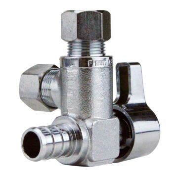 Apollo® 1/2 x 3/8 x 3/8 in PEX x Compression x Compression Brass Dual Outlet Stop Valve